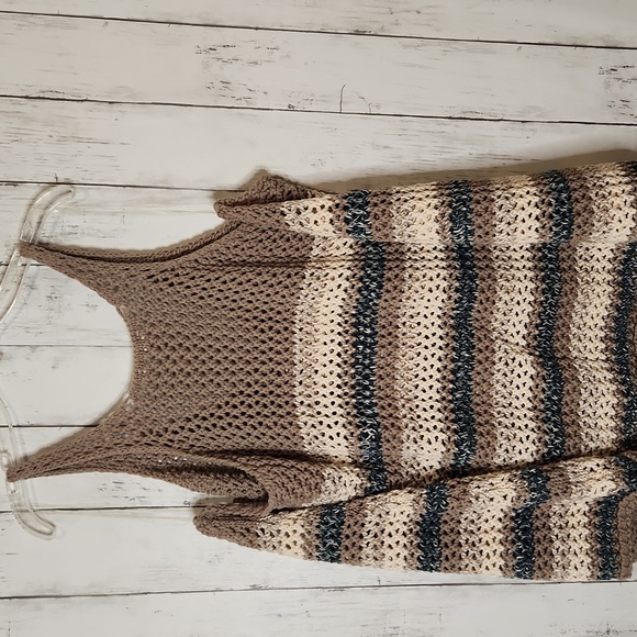 Easel Knit Tank Top with Brown and Cream Stripes Oversized Small - Picture 8 of 8